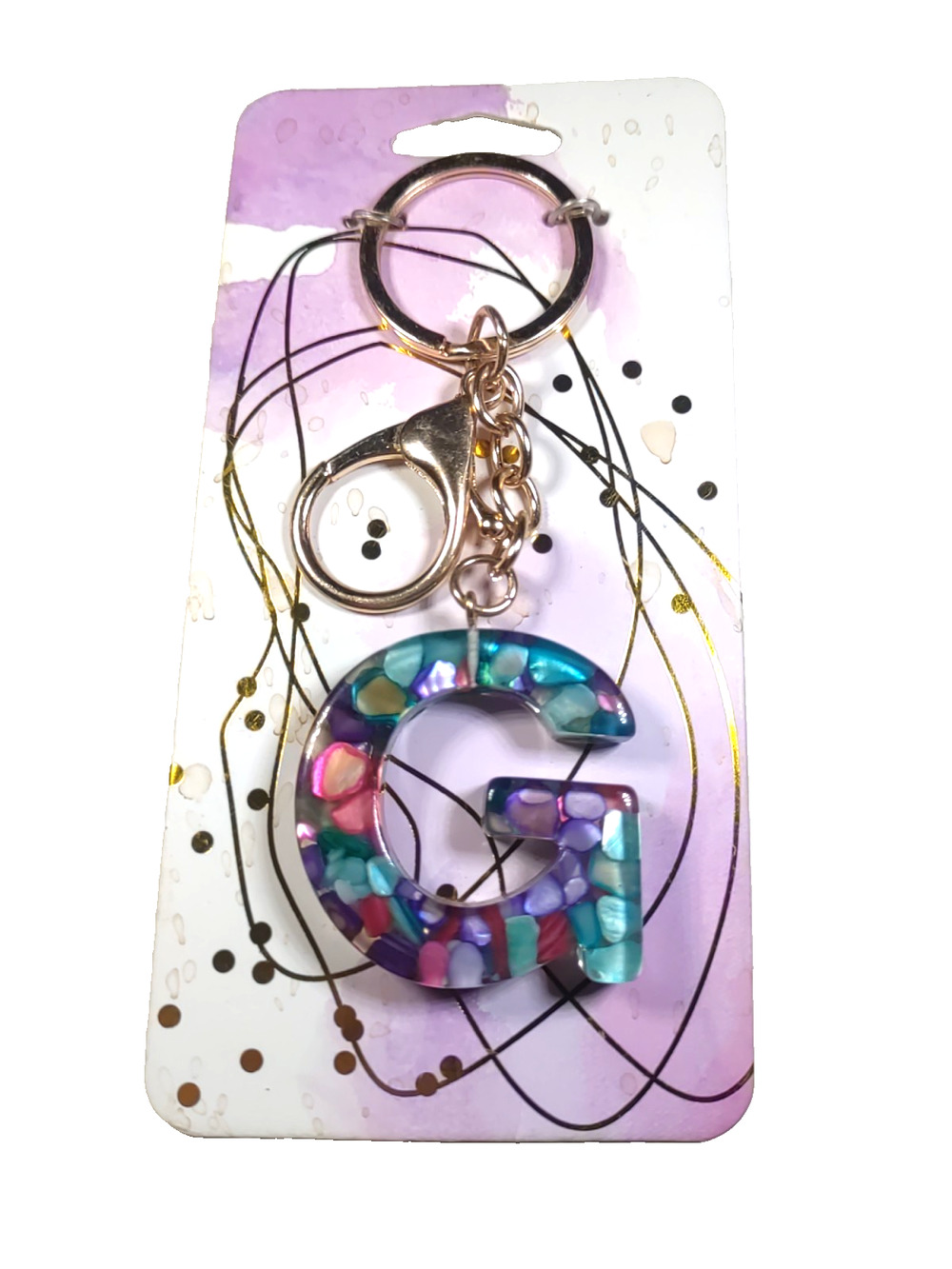 Castle Rock Initial G Acrylic Blue Green Red Pink Keychain Purse Clip